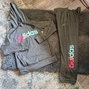Adidas  Gray Tracksuit with Colorful Logo